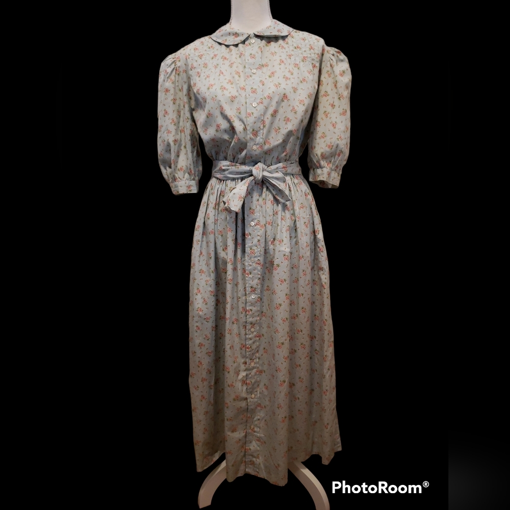 Vintage Ralph Lauren Blue Floral Dress Size 8